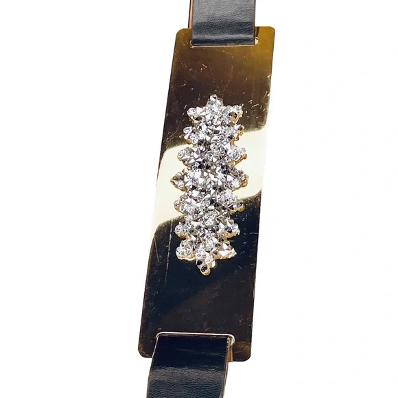 Womens Elegant Fashion Shimmer Gold Plated Rhinestone Dress Belt Blue 44Long | Color: Black/Gold | Size: Os | Faithworks22'S Closet